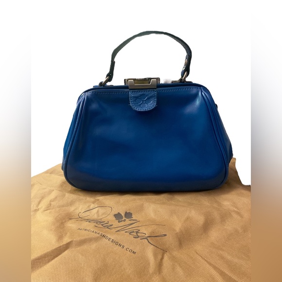 Patricia Nash Royal Blue Leather Satchel GUC - Picture 1 of 10